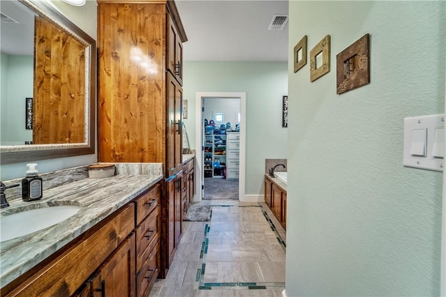 bathroom with vanity and a bathing tub