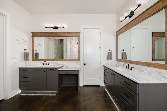 7532 Marys Way, Bryan, TX 77808 - full bathroom featuring concrete flooring, two vanities, and baseboards