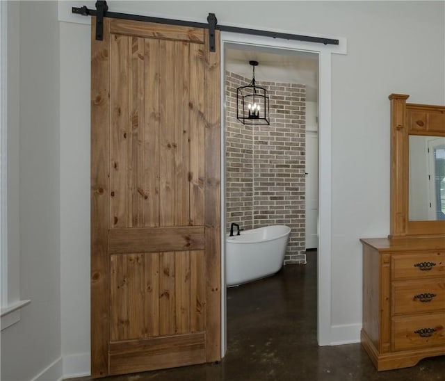 7532 Marys Way, Bryan, TX 77808 - full bathroom with a soaking tub, finished concrete flooring, and baseboards