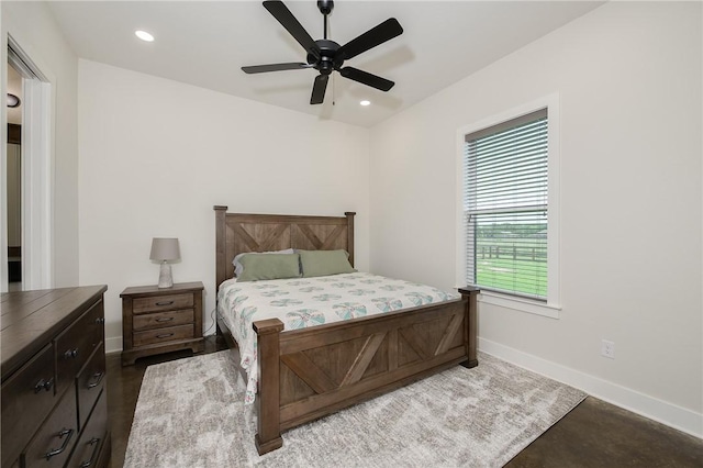 7532 Marys Way, Bryan, TX 77808 - bedroom with baseboards, recessed lighting, and ceiling fan