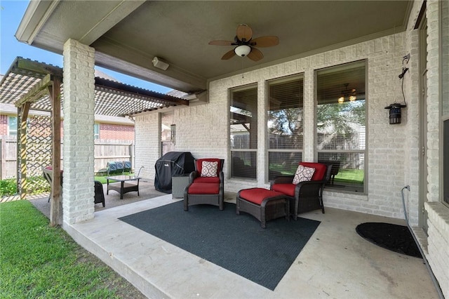 4413 Hearst Ct, College Station, TX 77845 - view of patio / terrace featuring ceiling fan and area for grilling