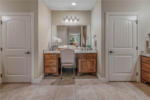 bathroom with tile patterned floors and vanity