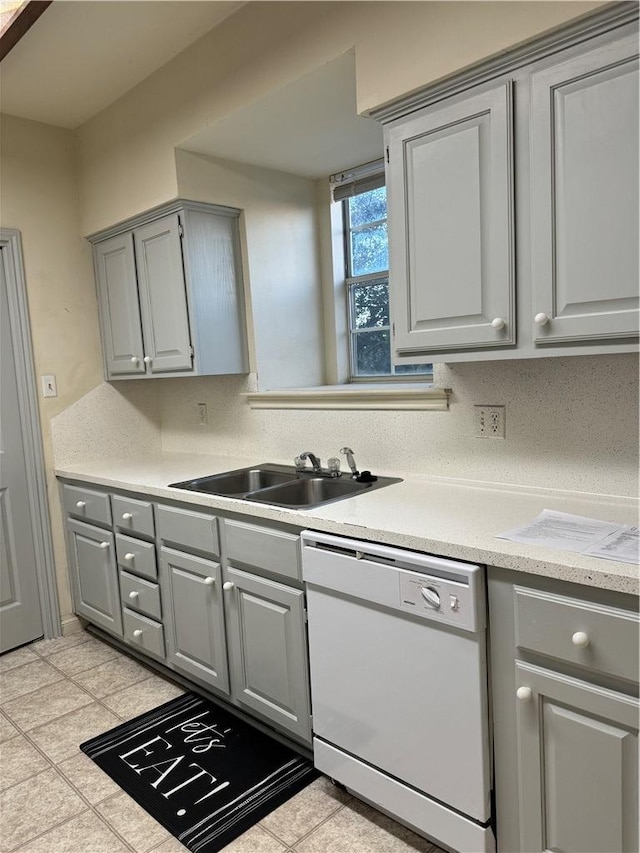 400 Nagle St Unit 304, College Station, TX 77840 - kitchen featuring dishwasher, gray cabinets, light countertops, and light tile patterned flooring