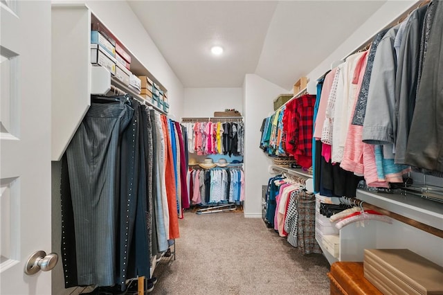 walk in closet with carpet