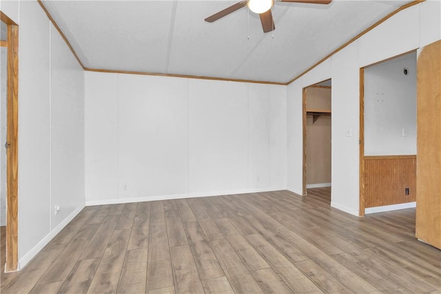 SPLITA4794 Tall Pine Rd, Navasota, TX 77868 - unfurnished living room with a ceiling fan, vaulted ceiling, and wood finished floors