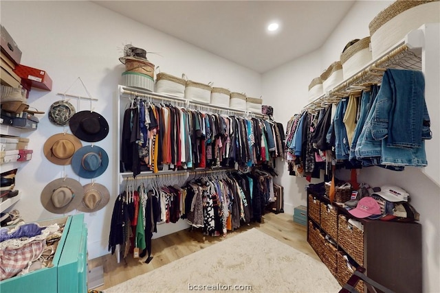 spacious closet featuring light wood-type flooring