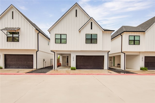 293 Estates Cir, College Station, TX 77840 - modern farmhouse with an attached garage, board and batten siding, and driveway
