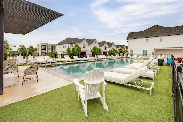 293 Estates Cir, College Station, TX 77840 - community pool featuring a residential view and a patio area