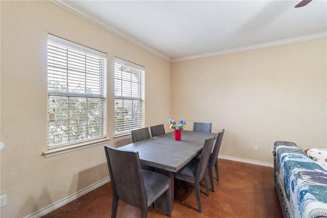 dining area featuring ornamental molding