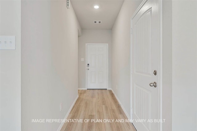 hallway featuring light wood-type flooring