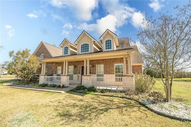 view of front of house featuring a front lawn and a porch