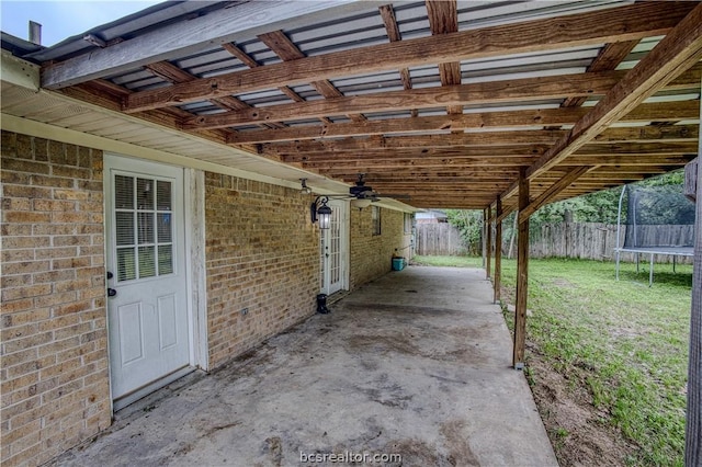 view of patio / terrace with a trampoline