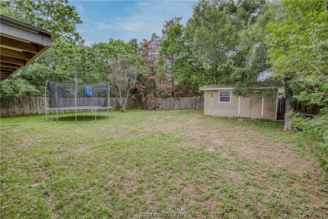 view of yard with a trampoline