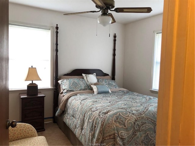 bedroom featuring ceiling fan