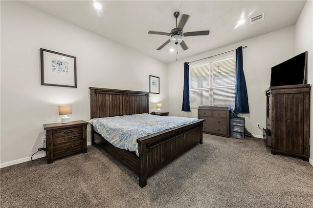 bedroom with carpet and ceiling fan