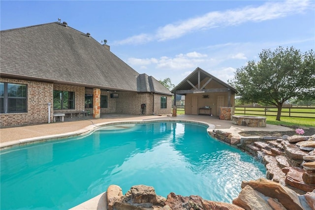 5398 Prairie Dawn Trl, College Station, TX 77845 - pool featuring fence and a patio area