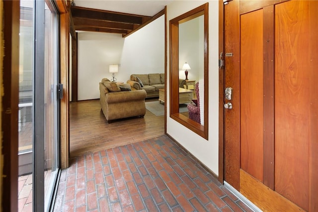 1538 Wolf Run, College Station, TX 77840 - hallway featuring brick floors