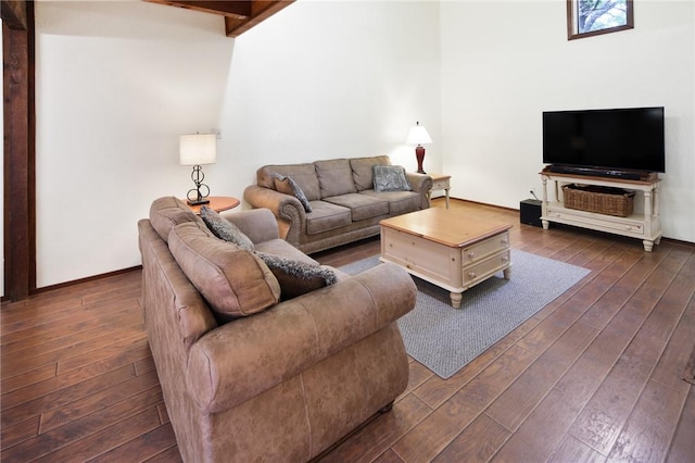 1538 Wolf Run, College Station, TX 77840 - living area with dark wood-style flooring and baseboards