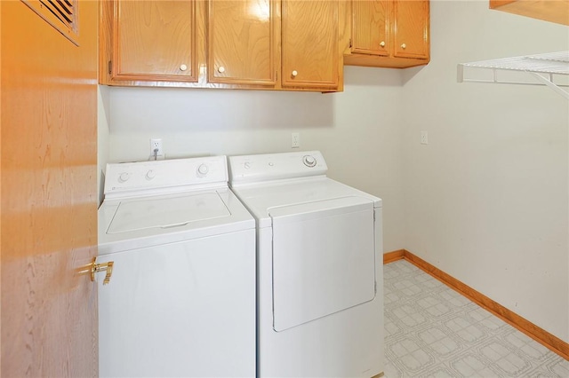 laundry area featuring cabinets and separate washer and dryer