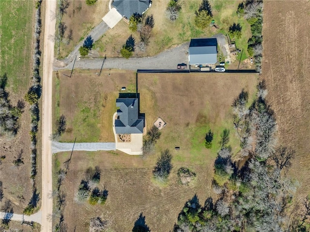 drone / aerial view with a rural view