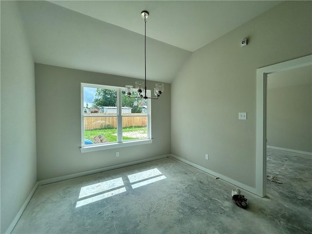 2814 Messenger Way, Bryan, TX 77802 - unfurnished dining area featuring vaulted ceiling and a chandelier