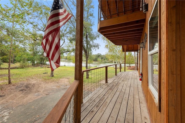 deck with a water view