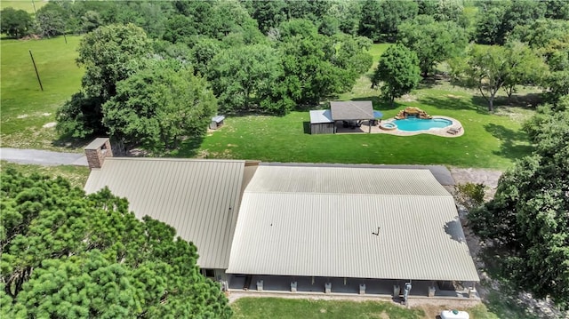 15184 Fm 2620, Bedias, TX 77831 - aerial view of property and surrounding area featuring a pool area