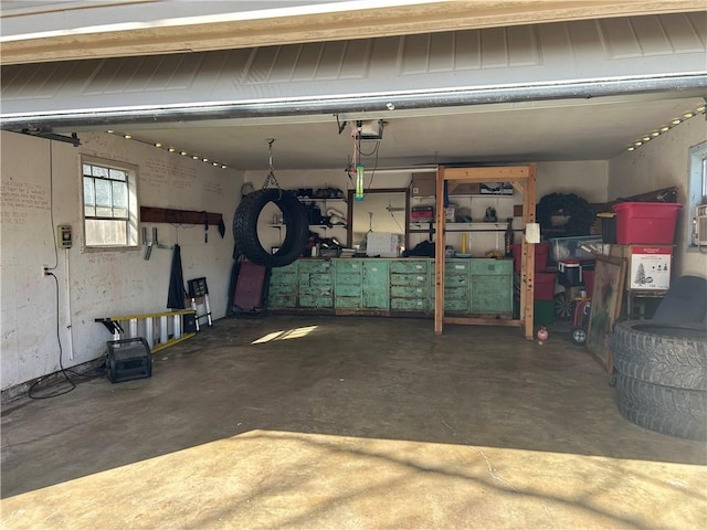 garage with a garage door opener