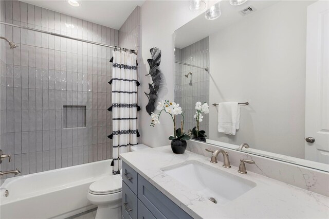 3223 Tamy Ln, Brenham, TX 77833 - full bath featuring vanity, shower / tub combo with curtain, and toilet