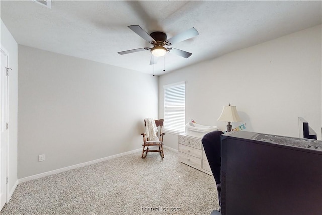 bedroom with carpet floors and ceiling fan