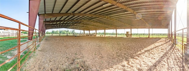 view of stable featuring a rural view