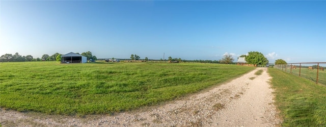 view of road featuring a rural view