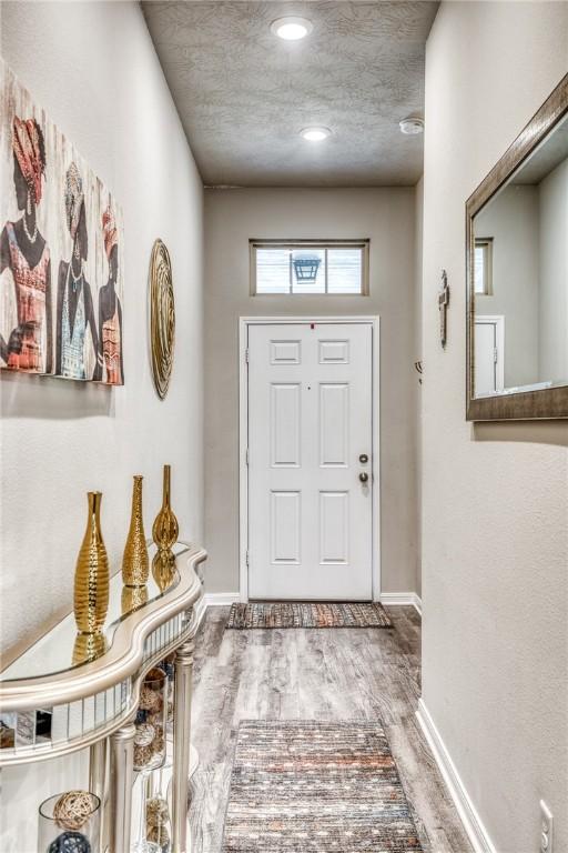 foyer entrance featuring wood-type flooring