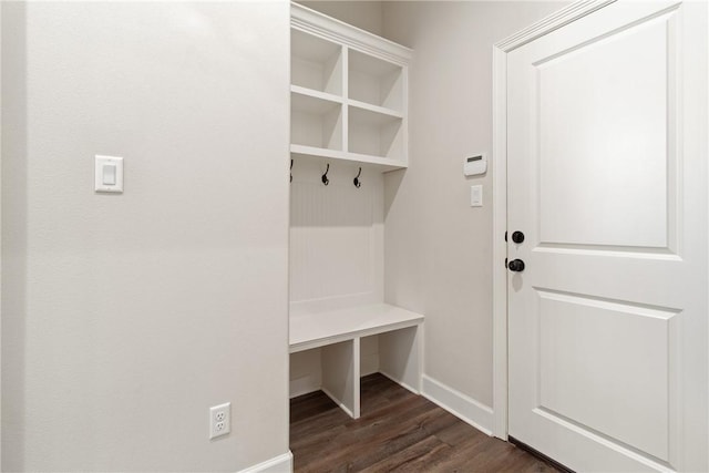 mudroom with dark wood-type flooring