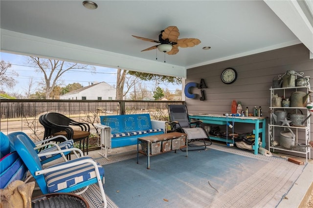 view of patio / terrace featuring outdoor lounge area and ceiling fan