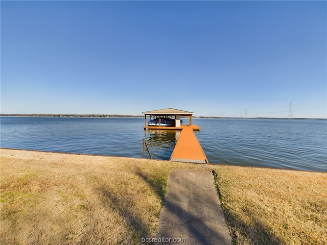 view of dock featuring a water view