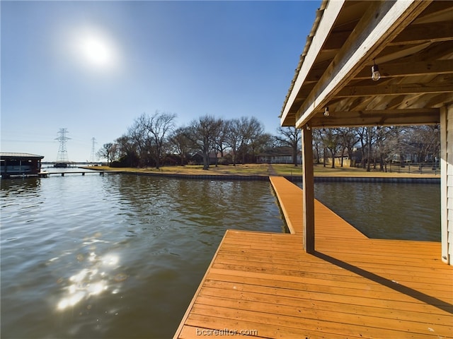 view of dock featuring a water view