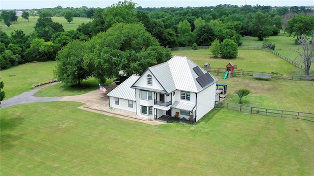 drone / aerial view with a rural view