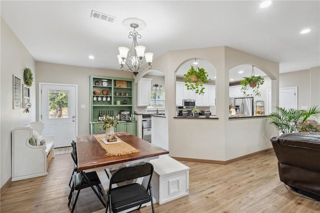 740 Bridget Ave, Buffalo, TX 75831 - dining area featuring a chandelier, light wood-style floors, and recessed lighting
