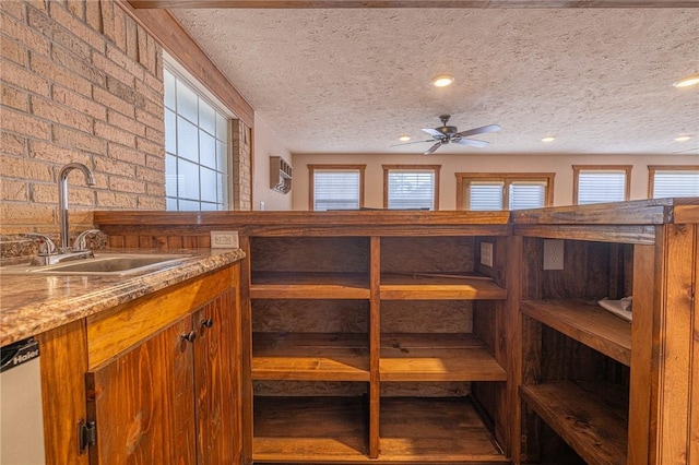 storage with ceiling fan and sink