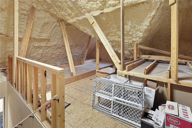 view of unfinished attic