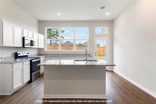 kitchen with white cabinets, plenty of natural light, sink, and stainless steel appliances