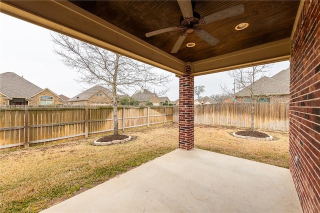 view of patio / terrace with ceiling fan