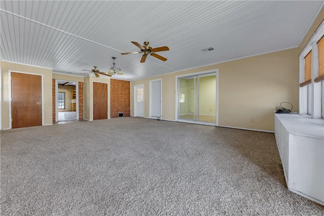 unfurnished living room with ceiling fan