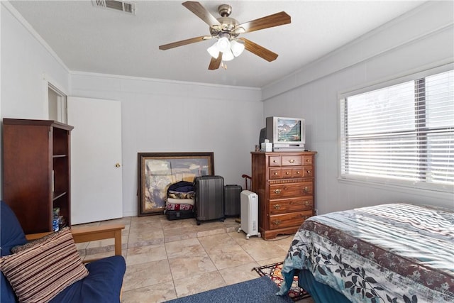 10072 Riley Green Rd, Franklin, TX 77856 - bedroom with ornamental molding and ceiling fan