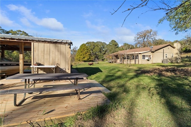 10072 Riley Green Rd, Franklin, TX 77856 - view of grassy yard with a wooden deck