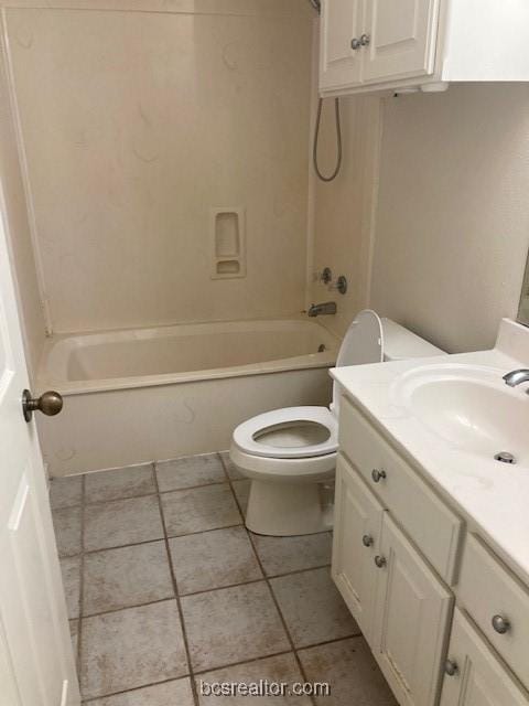 full bathroom featuring tile patterned flooring, vanity, toilet, and tub / shower combination