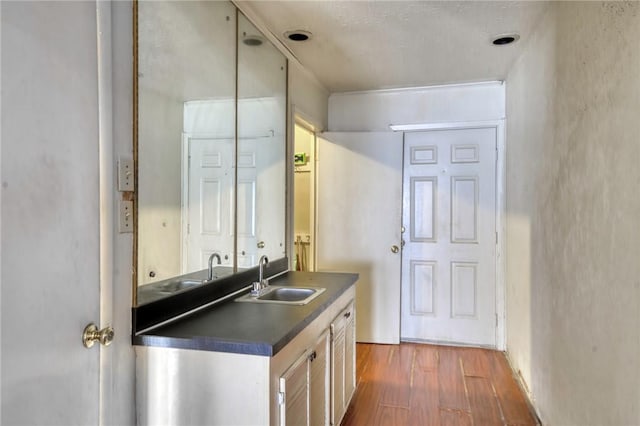 kitchen featuring wood-type flooring and sink