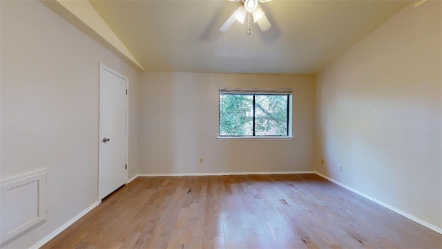 spare room featuring ceiling fan and light hardwood / wood-style floors