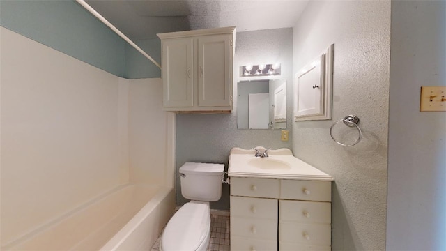 full bathroom featuring vanity, toilet, and shower / bath combination